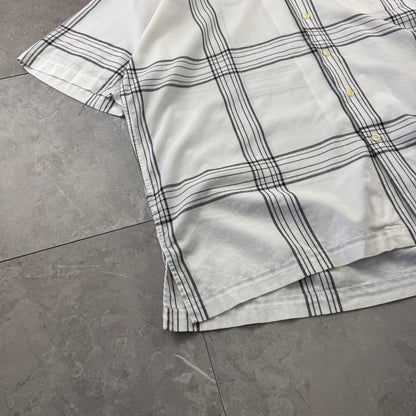 00s Ralph Lauren Caldwell White Checkered Open Collar Shirt XL