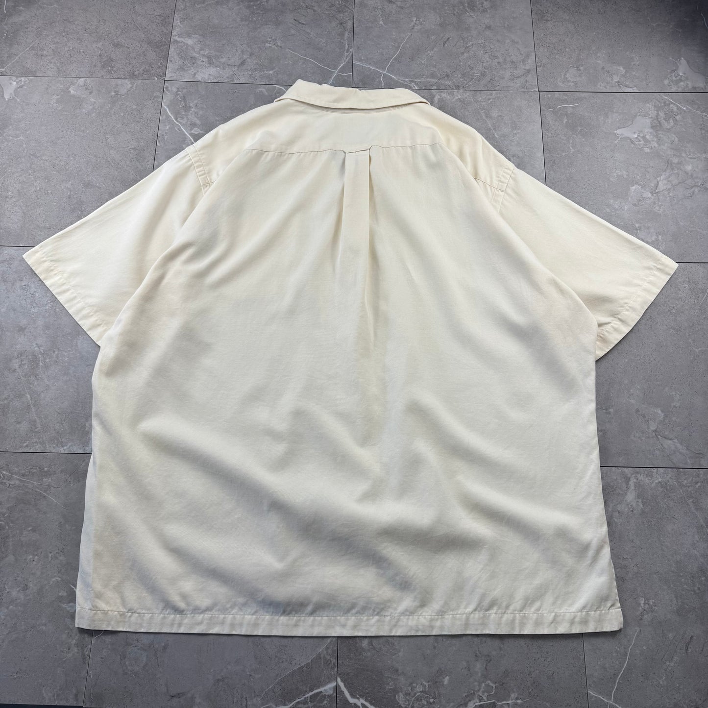 00s Polo by Ralph Lauren Caldwell Cream No-Pony Silk x Cotton Open Collar Shirt XXL