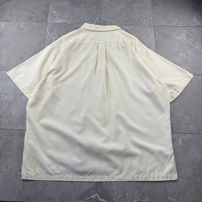 00s Polo by Ralph Lauren Caldwell Cream No-Pony Silk x Cotton Open Collar Shirt XXL