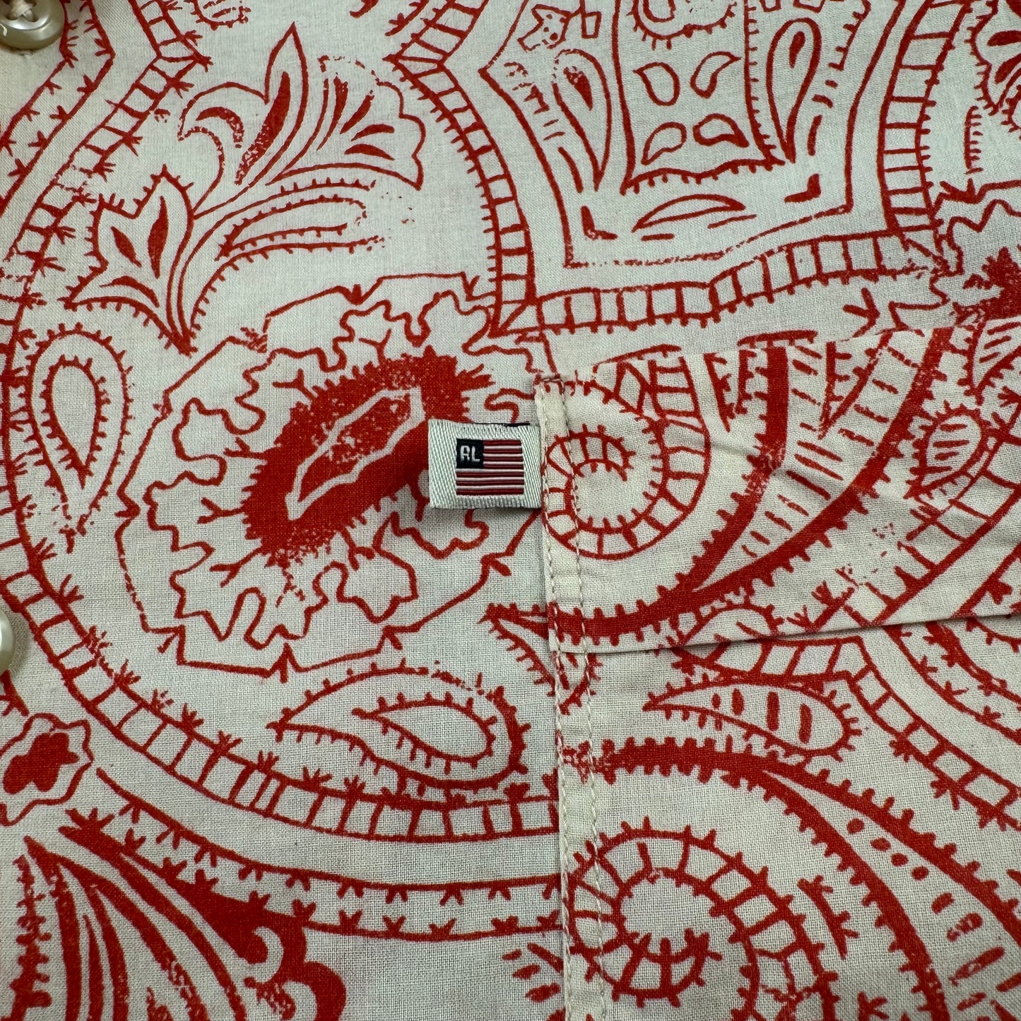 00s Ralph Lauren Polo Jeans Co. Red Paisley Open Collar Shirt