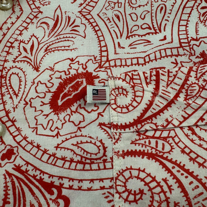 00s Ralph Lauren Polo Jeans Co. Red Paisley Open Collar Shirt