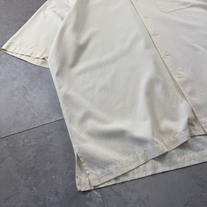 00s Polo by Ralph Lauren Caldwell Cream No-Pony Silk x Cotton Open Collar Shirt XXL