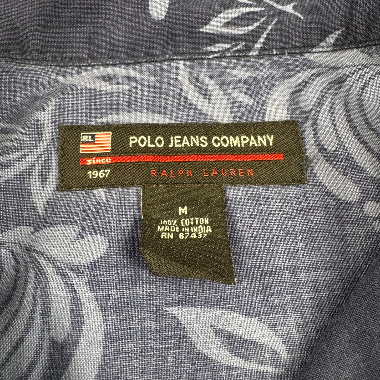 00s Ralph Lauren Polo Jeans Co. Navy Floral Open Collar Shirt