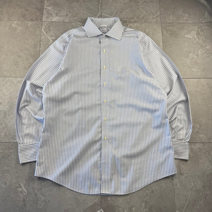 00s Brooks Brothers 346 Light Blue Slim Fit Striped Shirt