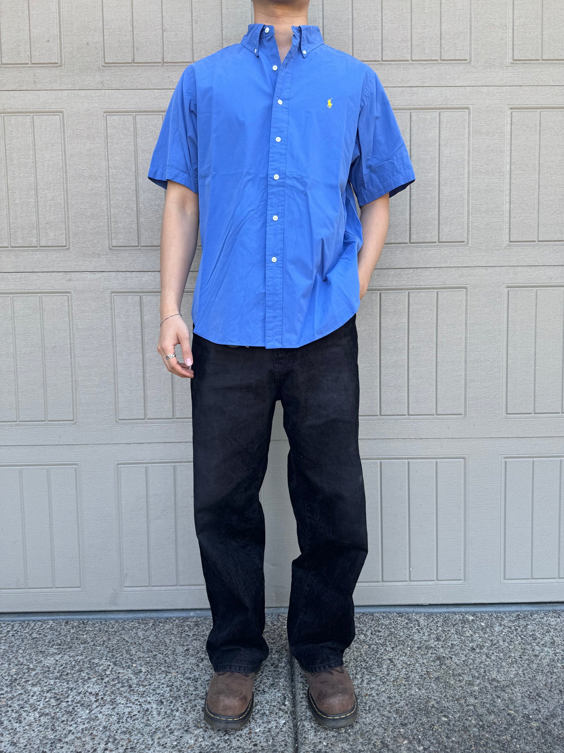 90s-00s Ralph Lauren “Classic Fit” Blue Button Down Short Sleeve Shirt KiiChain Clothing