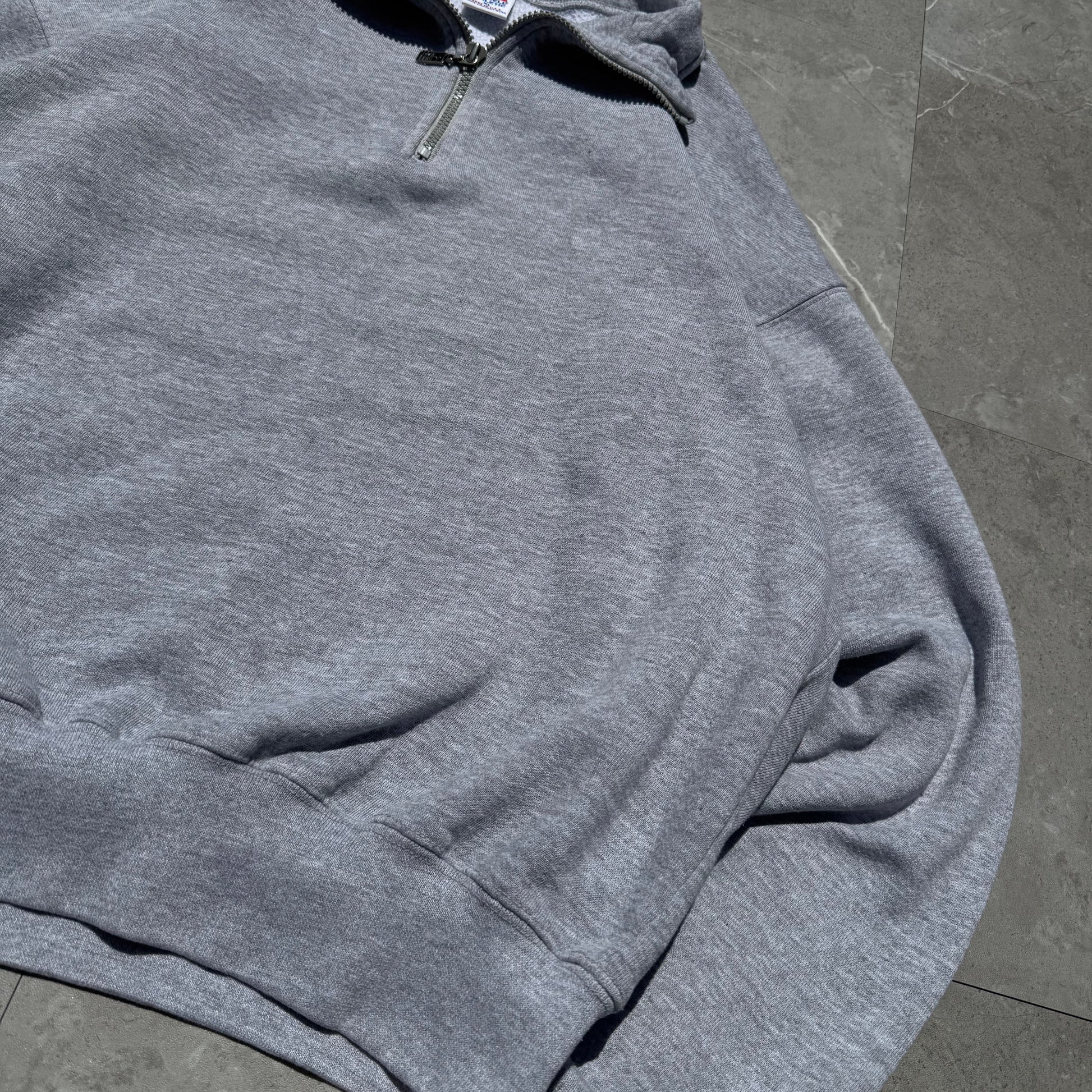 90s Russell Athletic Made in USA Half-Zip Gray Sweatshirt KiiChain Clothing