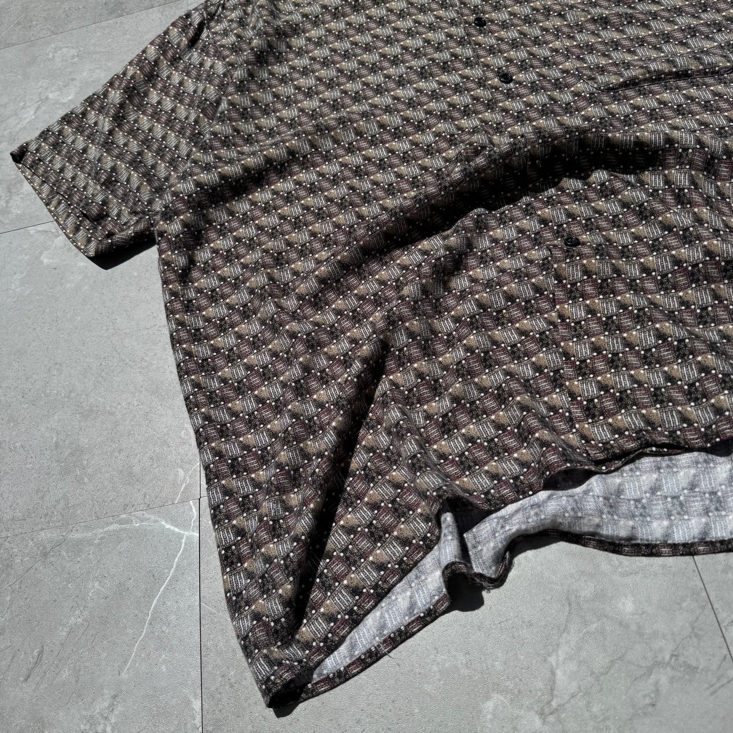 90s Natural Issue Box Pattern Rayon Short Sleeve Shirt KiiChain Clothing