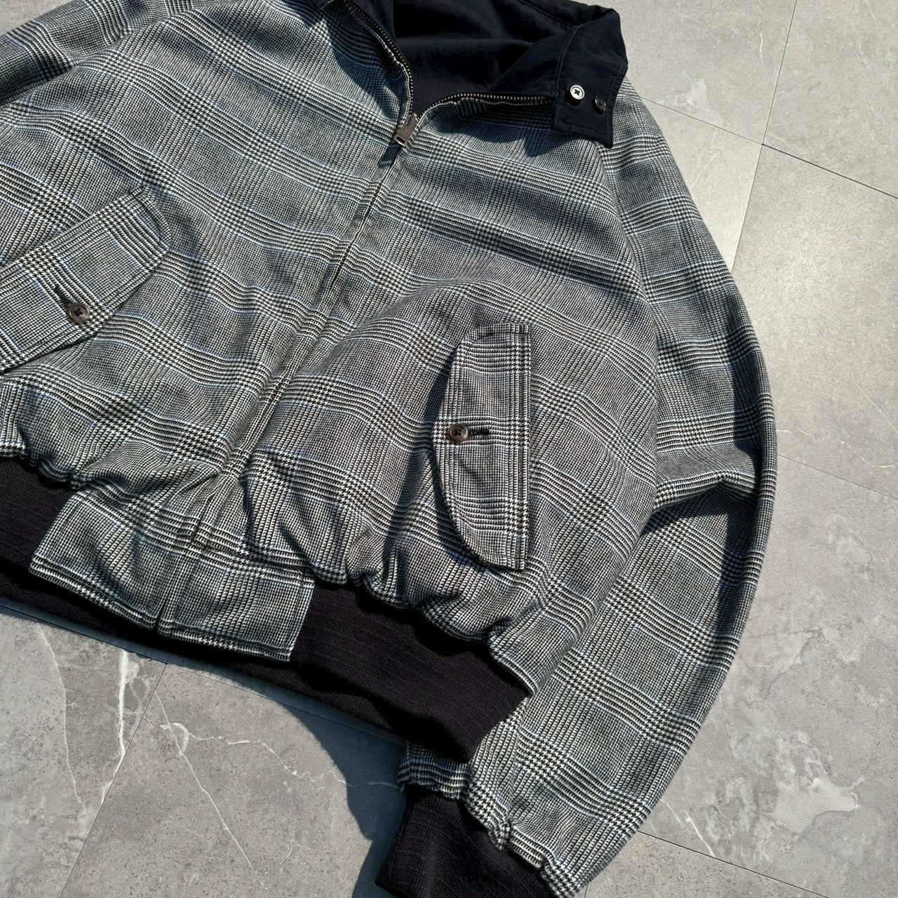 90s-00s Ralph Lauren Rare Houndstooth / Navy Reversible Harrington Jacket