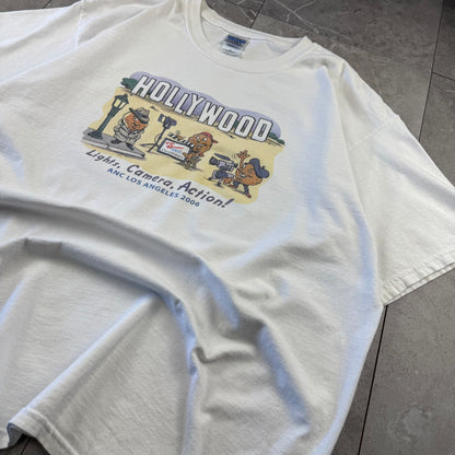 90s-00s Gildan Ultra Cotton Hollywood Lights, Camera, Action White T-Shirt