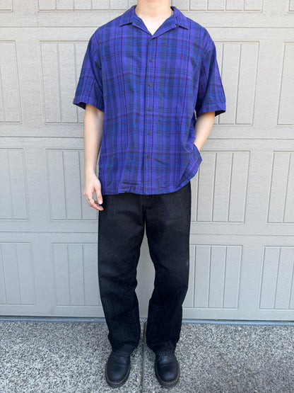 00s Polo by Ralph Lauren Caldwell Purple Checkered Open Collar Shirt XL