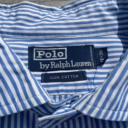 90s Ralph Lauren Logo-Free Blue Striped Shirt