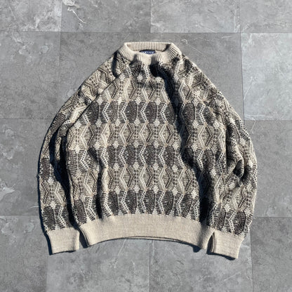 90s-00s Jantzen Acrylic Cream/Brown Design Knit