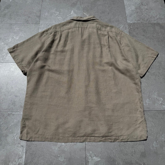 90s-00s Ralph Lauren Clayton Linen x Cotton No Pony Open Collar Shirt KiiChain Clothing