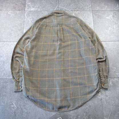 90s Nautica Brown Houndstooth Checkered Button Down Shirt