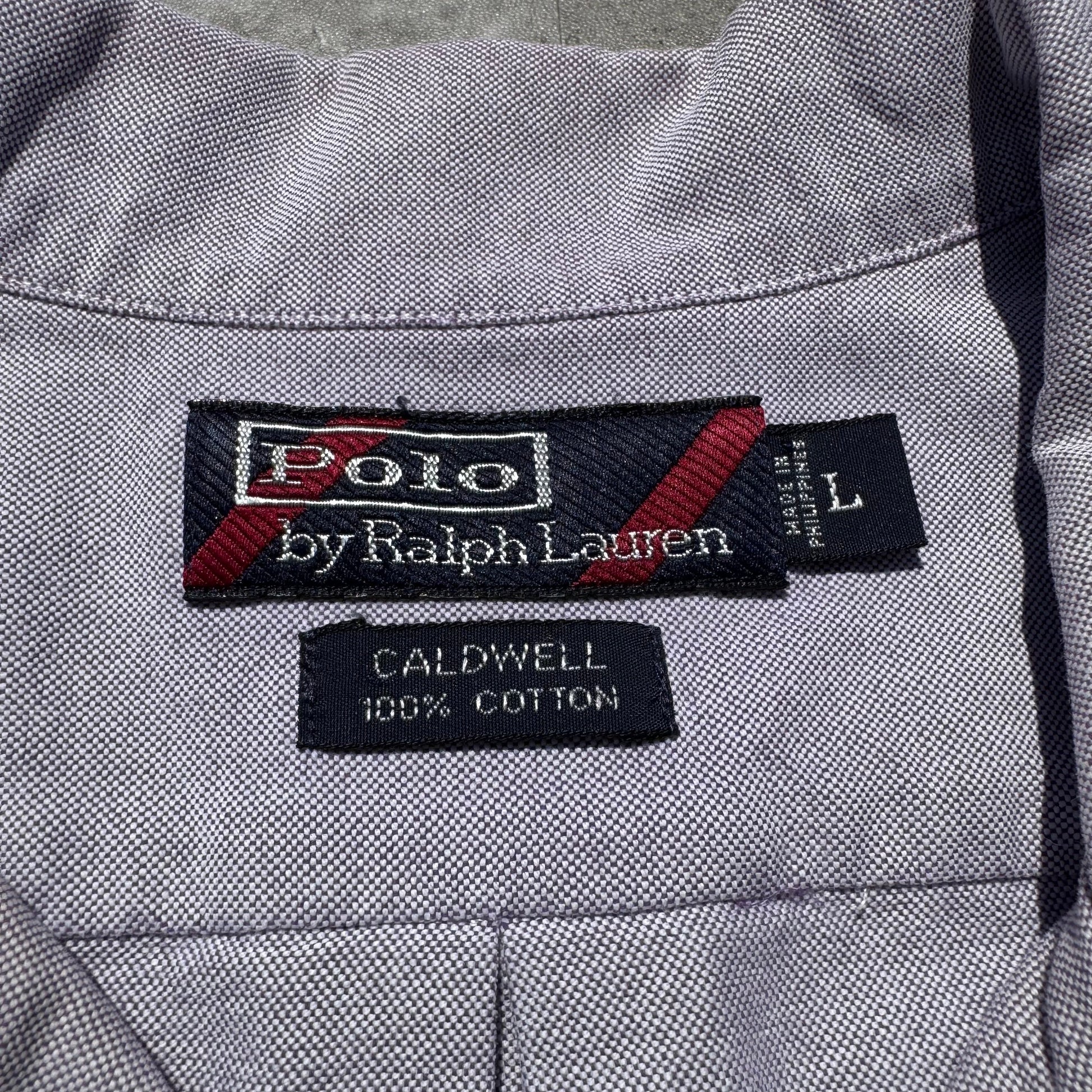 90s-00s Ralph Lauren Caldwell Purple Cotton Pocket Pony Open Collar Shirt KiiChain Clothing