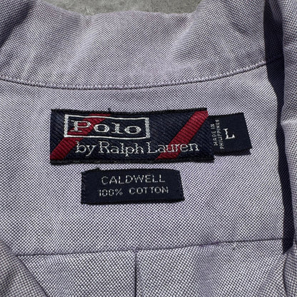90s-00s Ralph Lauren Caldwell Purple Cotton Pocket Pony Open Collar Shirt KiiChain Clothing