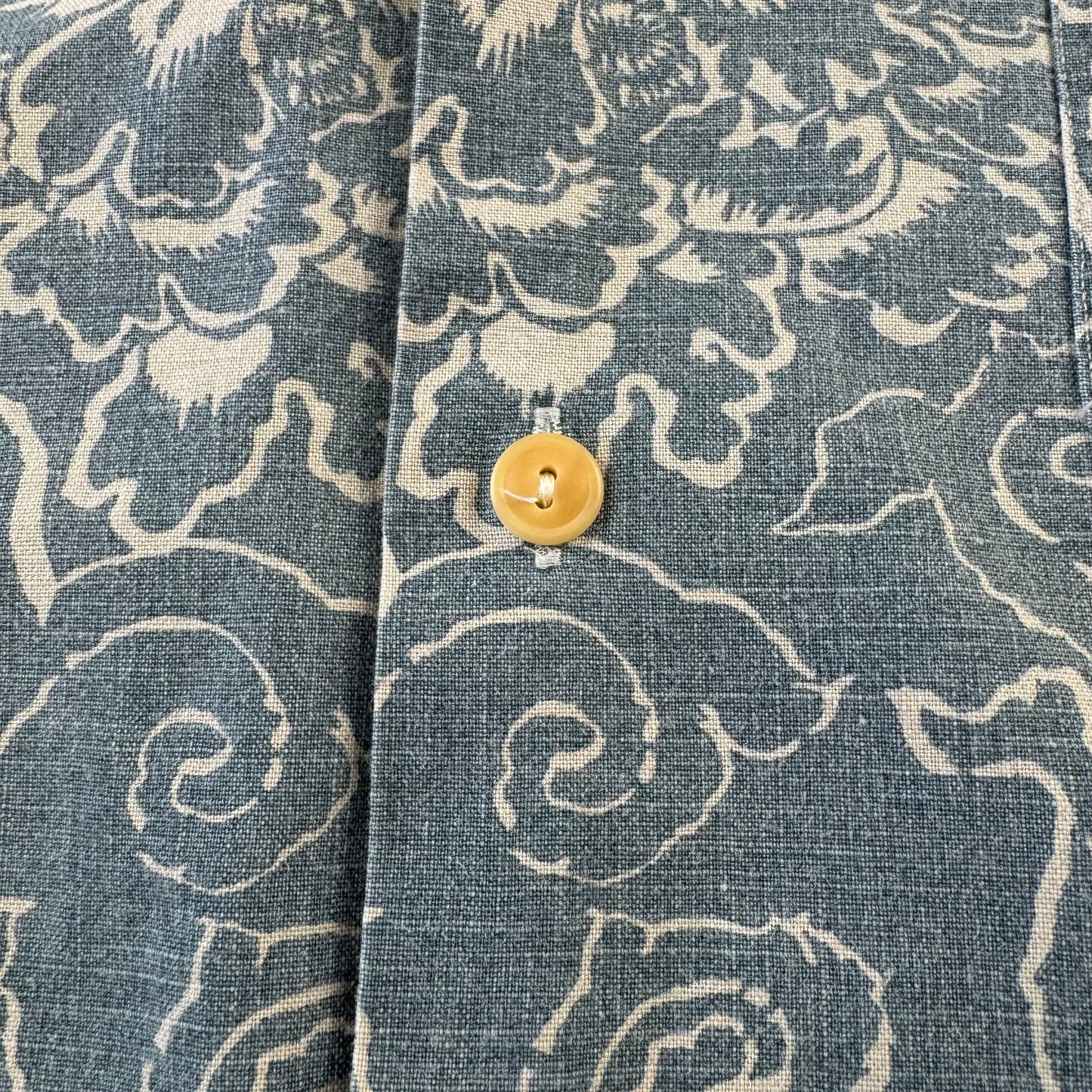 90s Polo by Ralph Lauren Faded Blue Paisley Open Collar Shirt L