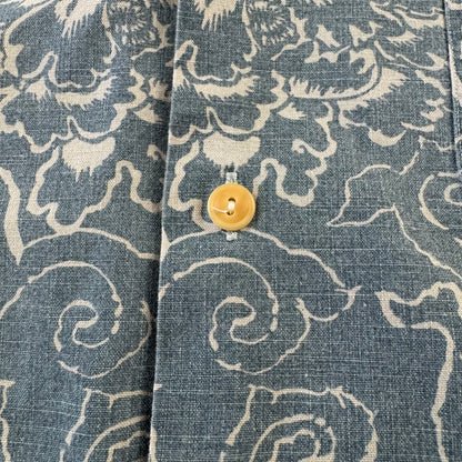 90s Polo by Ralph Lauren Faded Blue Paisley Open Collar Shirt L