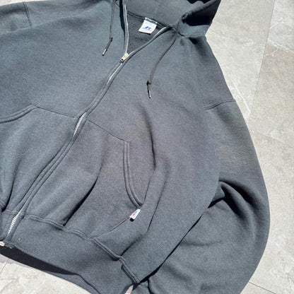 90s Russell Athletic Black Zip-Up Hoodie KiiChain Clothing