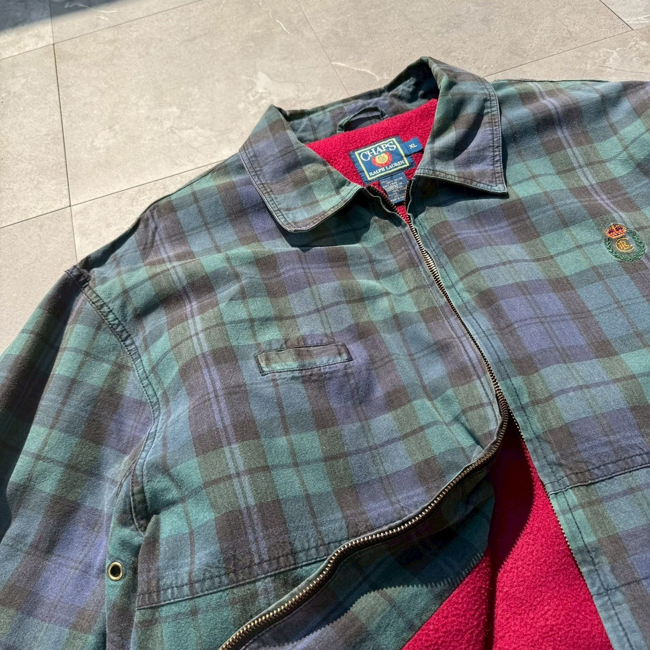 80s Chaps Ralph Laure Checkered Fleece Lined Jacket