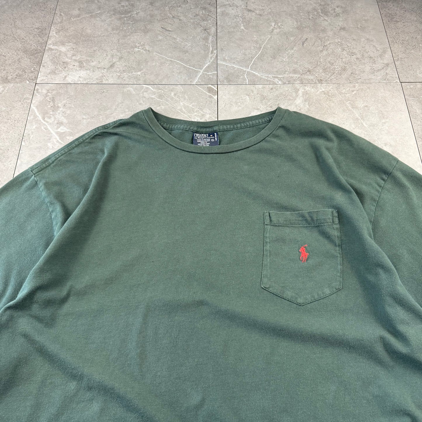 90s Polo by Ralph Lauren Green Pocket Logo Single Stitch T-Shirt