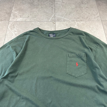 90s Polo by Ralph Lauren Green Pocket Logo Single Stitch T-Shirt