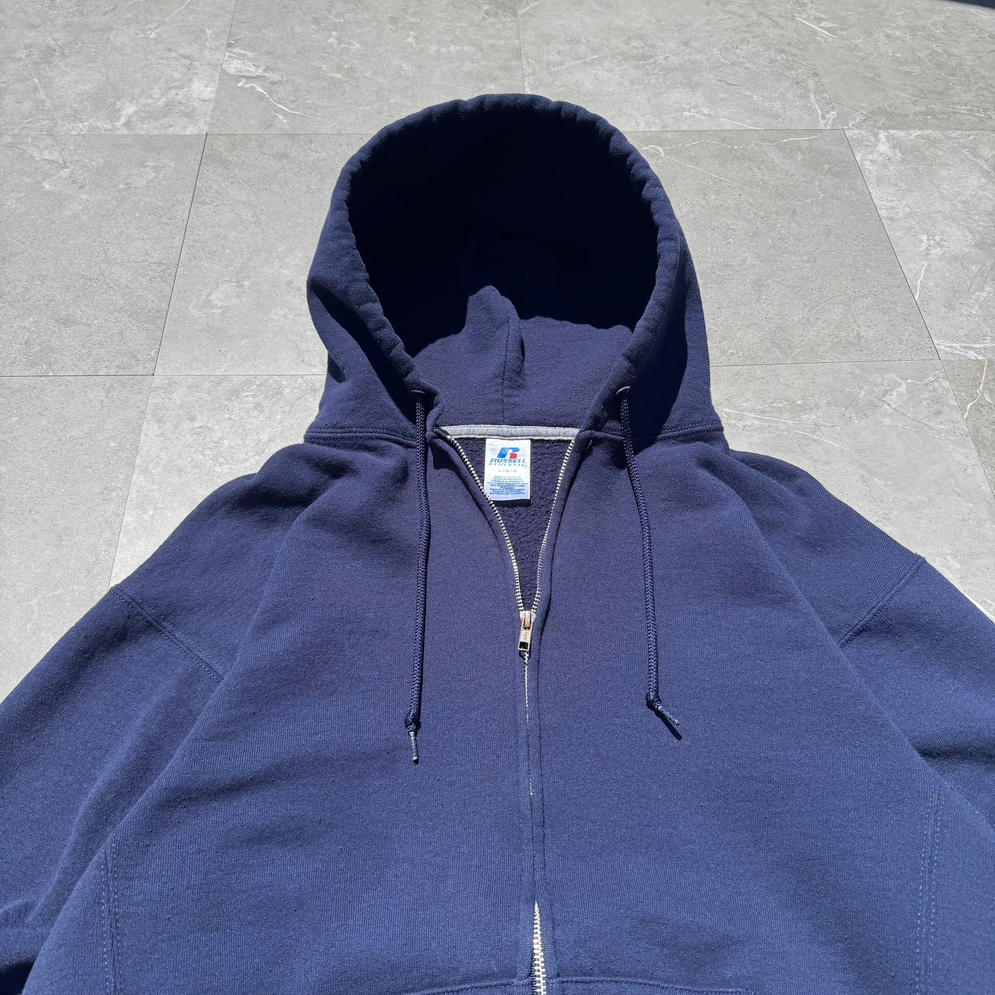 00s Russell Athletic Zip-Up Navy Hoodie KiiChain Clothing