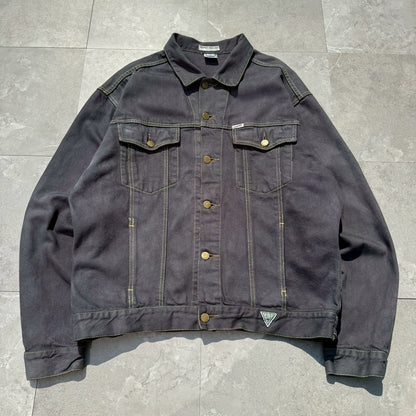 90s GUESS Made in USA Black/Dark Gray Denim Jacket