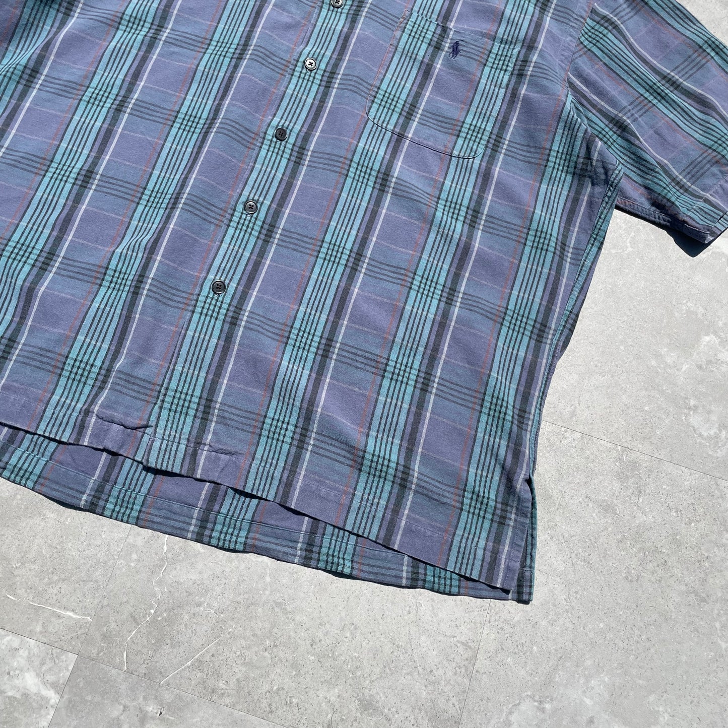 90s Ralph Lauren Caldwell Blue Checkered Hawaiian Shirt