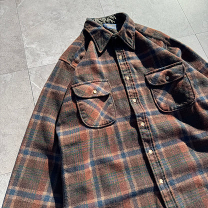 70s Pendleton Made in USA Wool Checkered Flannel Shirt