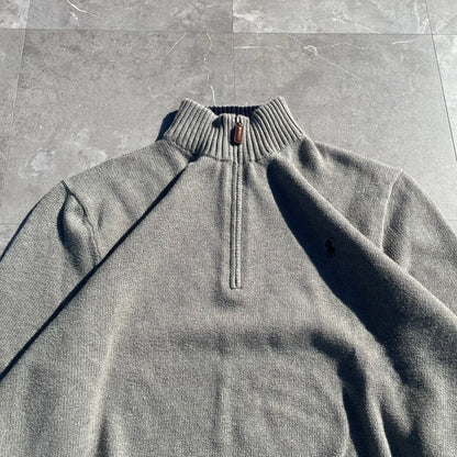 90s Ralph Lauren “Exclusive of Decoration” Gray Half-Zip Knit Pullover