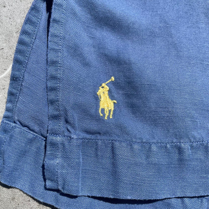 90s Ralph Lauren Caldwell Silk Linen Blue Hawaiian Shirt