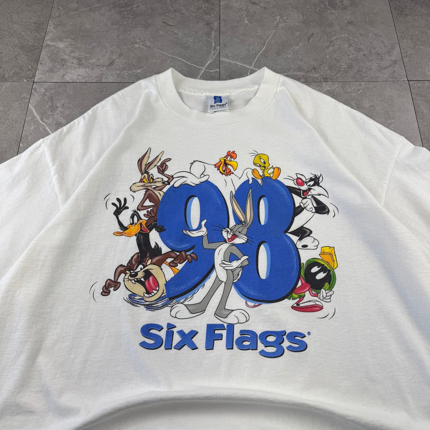 90s Six Flags Theme Parks 1998 Looney Tunes Collab Graphic Tee