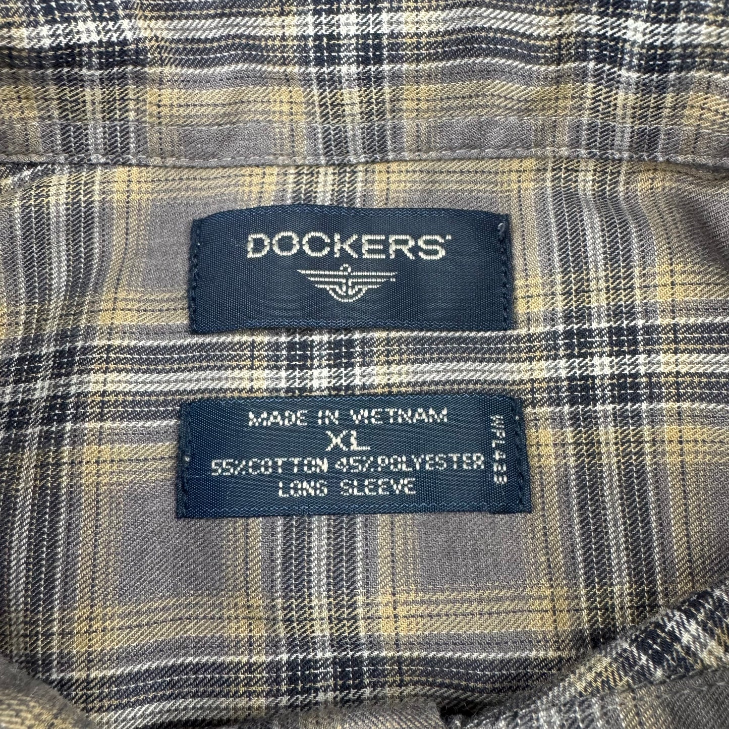 90s Dockers Gray Faded Checkered Shirt