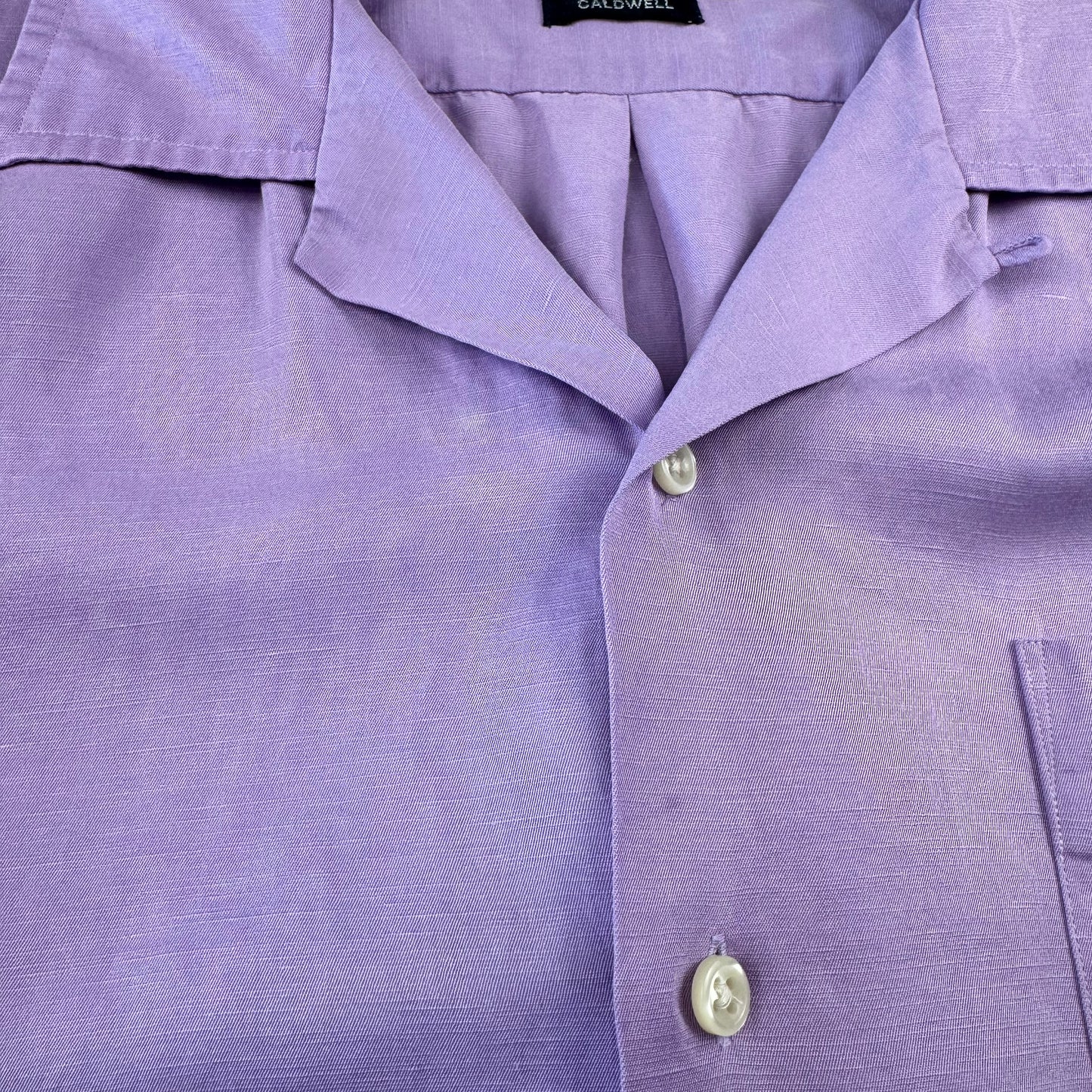00s Polo by Ralph Lauren Caldwell Purple Silk x Linen Open Collar Shirt L