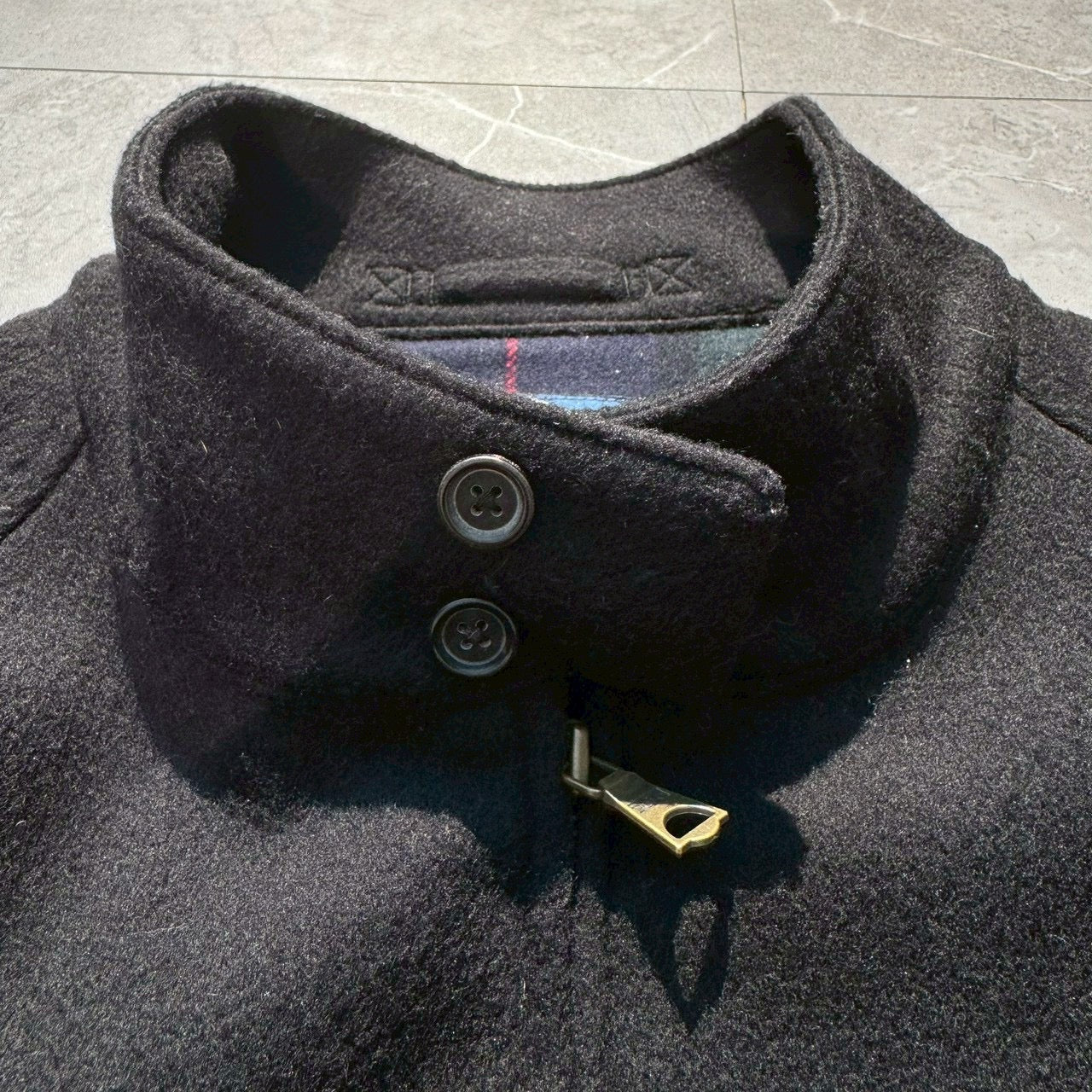 90s-00s Ralph Lauren Black Checkered Lined Wool Harrington Jacket