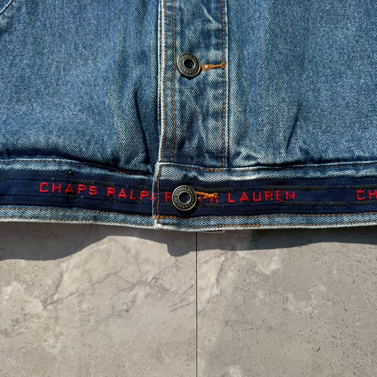 90s CHAPS Ralph Lauren Embroidered Logo Denim Jacket