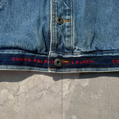 90s CHAPS Ralph Lauren Embroidered Logo Denim Jacket