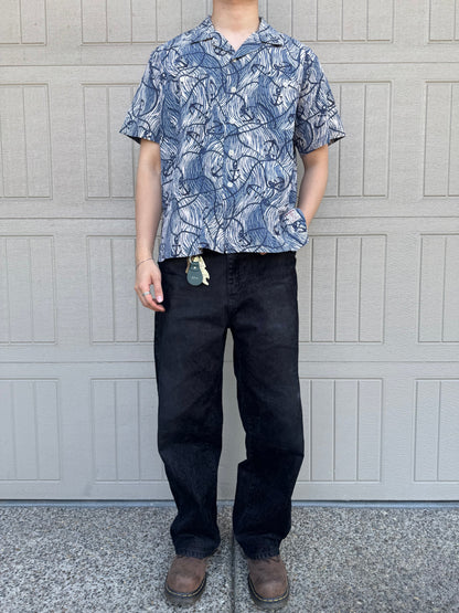 90s-00s Ralph Lauren Polo Sport Anchor Pattern Seersucker Open Collar Shirt KiiChain Clothing