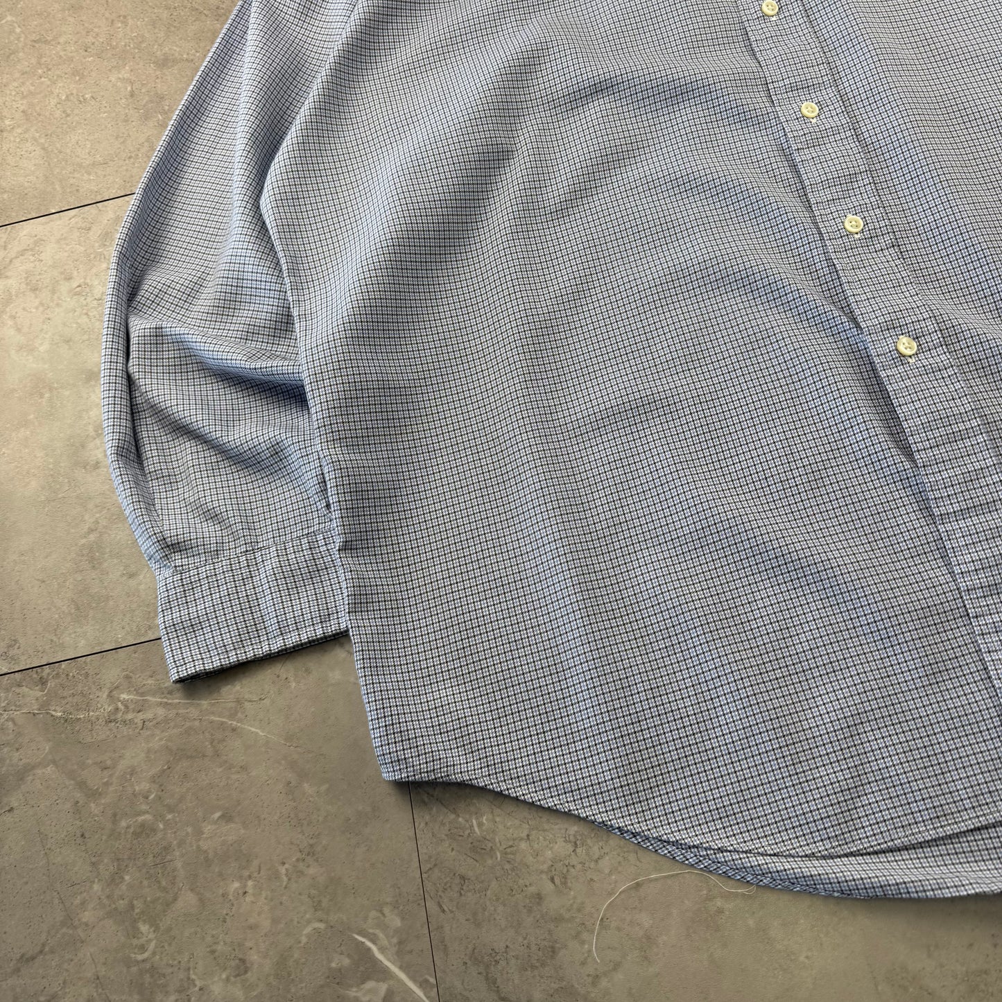 00s Ralph Lauren “Blake” 100% Two-Ply Cotton Blue Houndstooth Checkered Button Down Shirt
