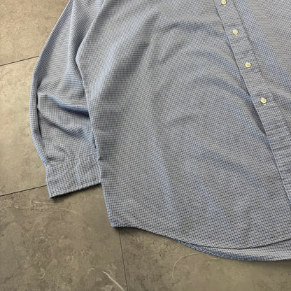 00s Ralph Lauren “Blake” 100% Two-Ply Cotton Blue Houndstooth Checkered Button Down Shirt
