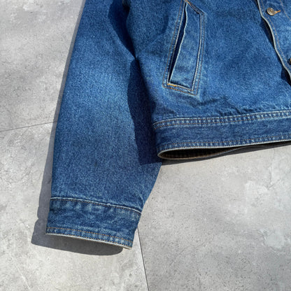 90s Chaps Ralph Lauren Leather Collar Flannel-Lined Denim Jacket