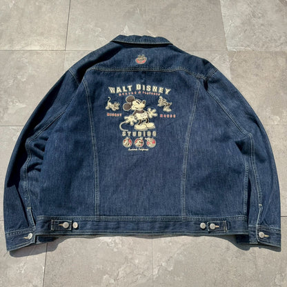 90s The Disney Store Mickey Mouse Embroidered Logo Denim Jacket