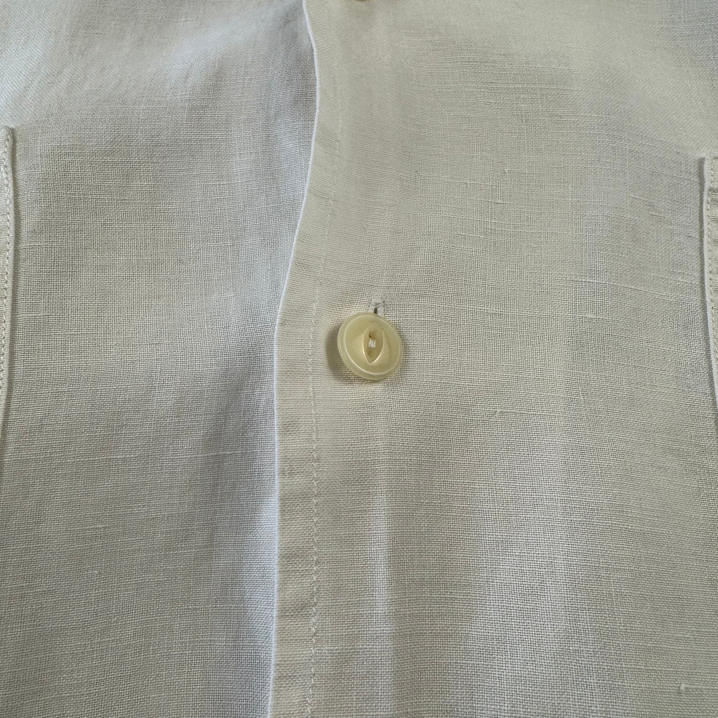 00s Polo by Ralph Lauren “Beach Camp” No-Pony Linen x Silk White Open Collar Shirt XL