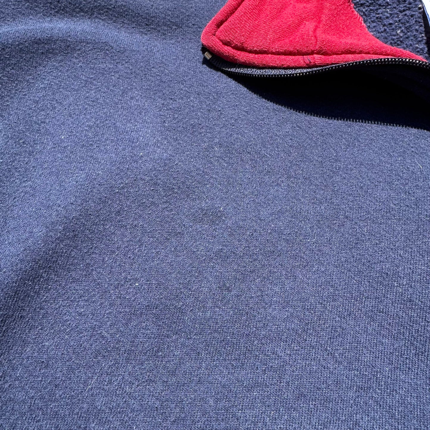 90s Russell Athletic Rare Made in USA Half-Zip Two Tone Navy/Red Sweatshirt KiiChain Clothing