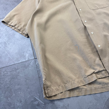 00s Polo by Ralph Lauren Caldwell No-Pony Beige Silk x Cotton Open Collar Shirt XL
