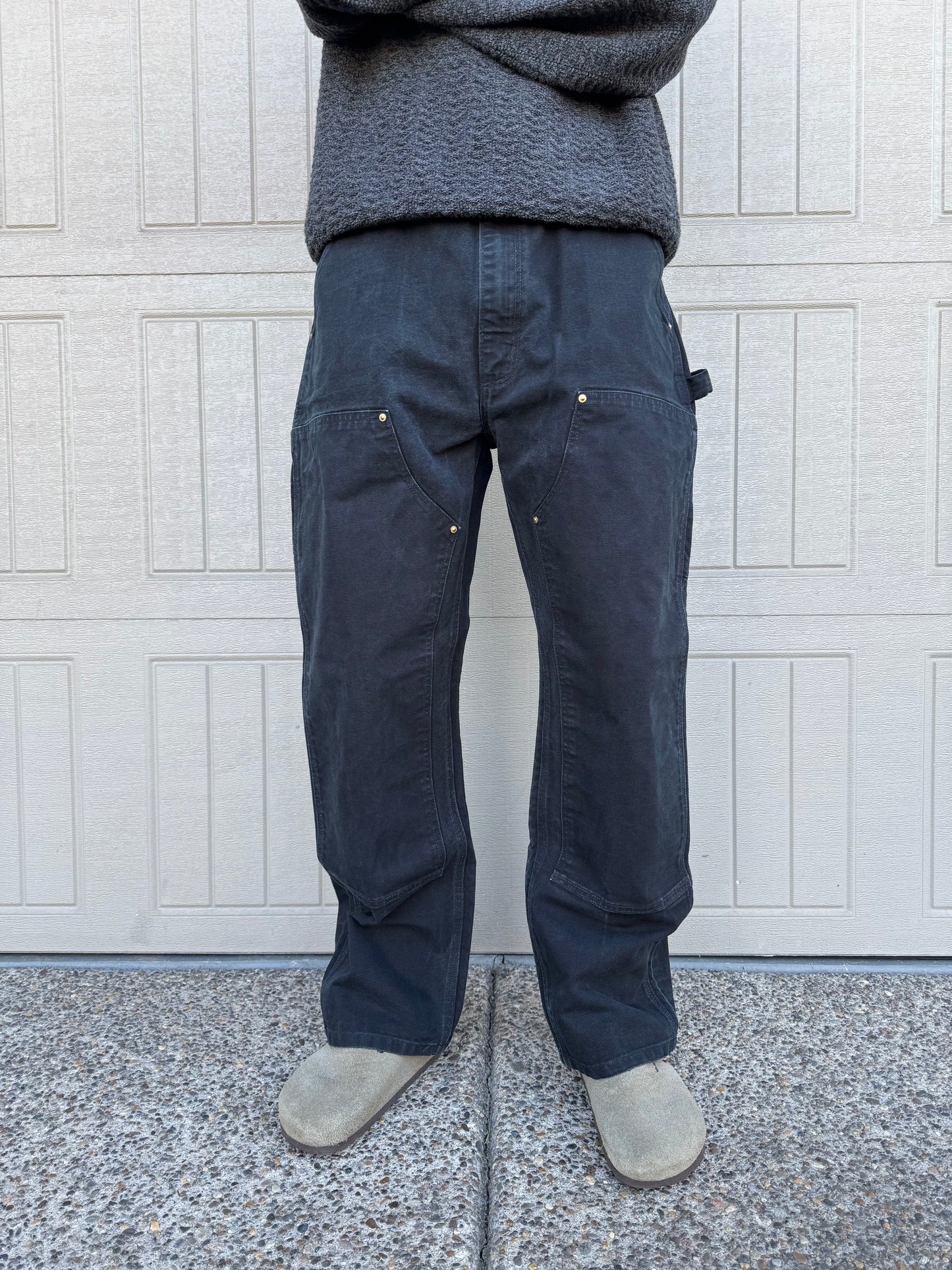 90s-00s Carhartt Made in USA Black Double Knee Work Pants 38x34