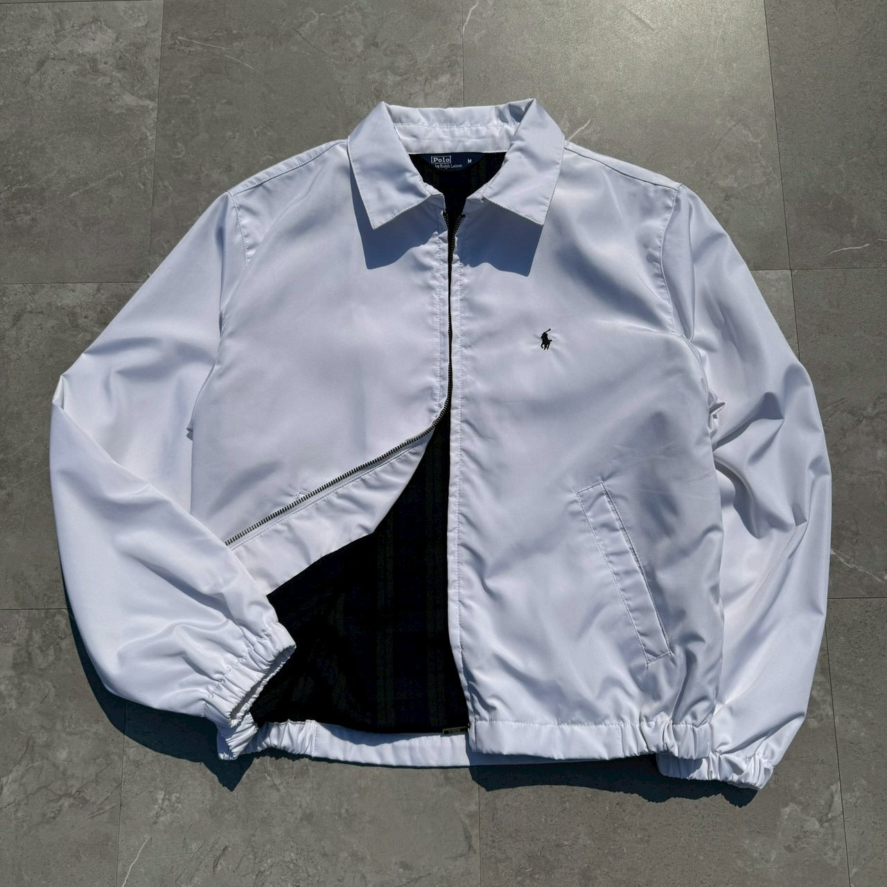 90s Ralph Lauren Rare White Polyester Flannel Lined Swing Top Jacket