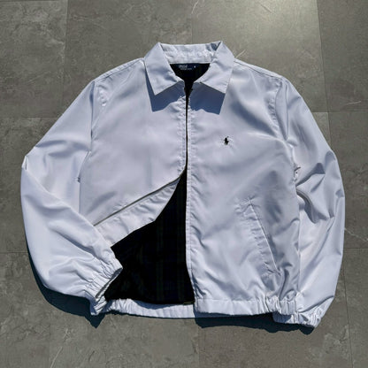 90s Ralph Lauren Rare White Polyester Flannel Lined Swing Top Jacket