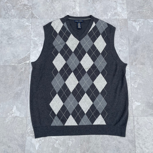 00s Banana Republic Silk Cashmere Argyle Knit Vest